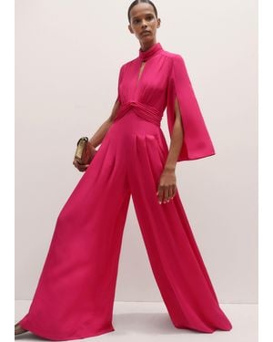 ME+EM Silk Wide-Leg Jumpsuit - Red