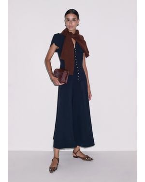 ME+EM A-Line Feature Button Maxi Dress - Blue
