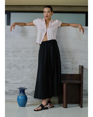 ME+EM Cotton A Line Maxi Skirt + Belt - Black
