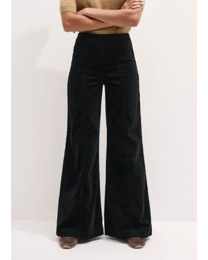 ME+EM Regular-Length Velvet Cord Travel Palazzo Pant - Blue