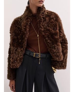 ME+EM Luxe Shearling Crop Jacket - Brown