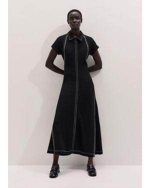 ME+EM Stitch Detail Fit And Flare Midi Dress - Black