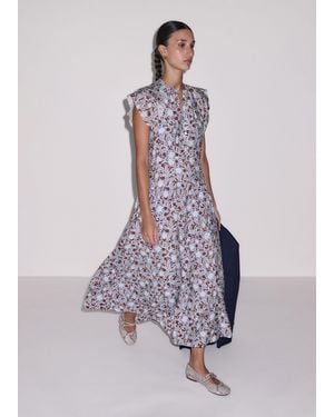 ME+EM Over Grown Floral Print Midi Dress - White
