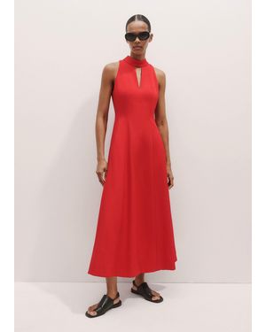 ME+EM Italian Twill Fit And Flare Maxi Dress - Red