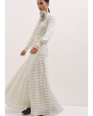 ME+EM Silk Polka Dot Maxi Dress + Corsage - Natural