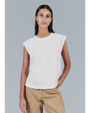 ME+EM Cap Sleeve Crew Neck Swing Tee - White