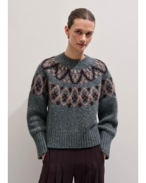 ME+EM Fairisle Jacquard Relaxed Jumper + Snood - Grey