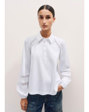 ME+EM Lace Trim Swing Top - White