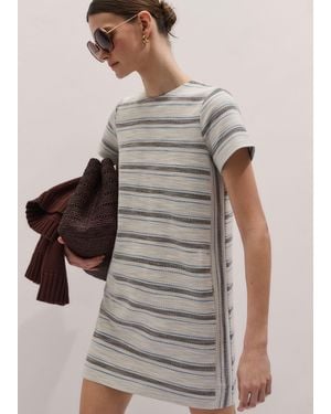 ME+EM Textured Stripe Mini Dress - Grey