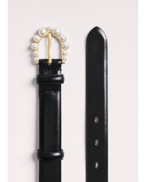 ME+EM Faux Pearl Buckle Belt - Black