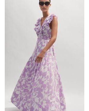 ME+EM Cheesecloth Tulip Print Full-Length Dress - Purple