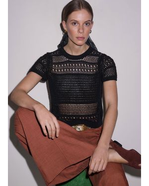 ME+EM Linear Knit Straight Baby Tee - Black
