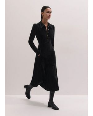 ME+EM Cord Velour Lurex Trim Midi Dress - Black