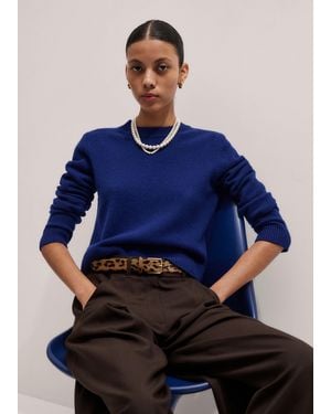 ME+EM Cashmere Crew Neck Crop Jumper - Blue