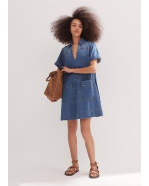 ME+EM Denim Swing Dress - Blue