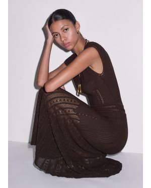 ME+EM Pointelle Knit Maxi Dress + Slip - Brown