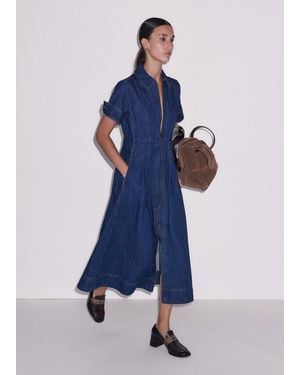 ME+EM Denim Fit And Flare Midi Dress - Blue