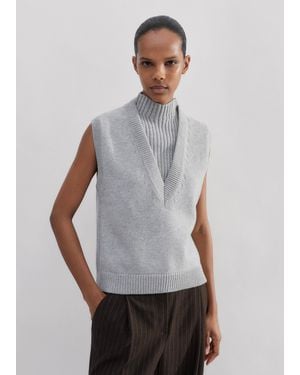 ME+EM 2-In-1 Merino Cashmere Sweater Vest + Collar - Gray