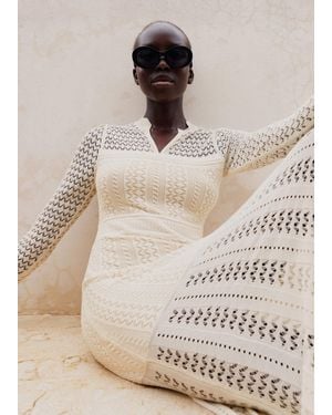 ME+EM Conceal + Reveal Long Sleeve Knit Maxi Dress - Natural