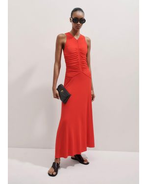 ME+EM Fluid Crepe Jersey Ruched Maxi Dress - Red