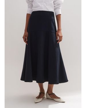 ME+EM Textured Cotton-Blend Skirt - Blue