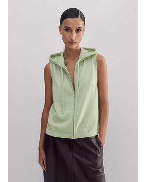 ME+EM Sleeveless Cashmere Relaxed Zip Hoodie - Green