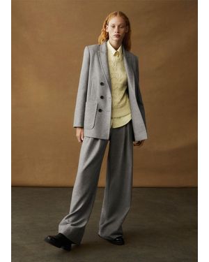 ME+EM Wool-Blend Herringbone Relaxed Blazer - Grey