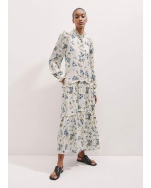 ME+EM Silk Forget-Me-Not Print Maxi Dress - Green