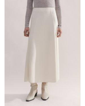 ME+EM Milano Knit A-Line Midi Skirt - Natural