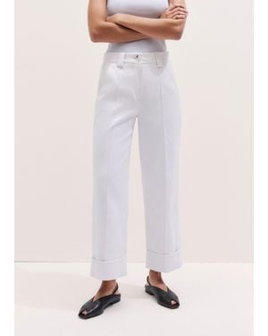 ME+EM Straight Crop Trouser With Turn Up - Natural
