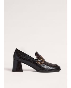 ME+EM Block Heel Loafer Tan-Chocolate - Black