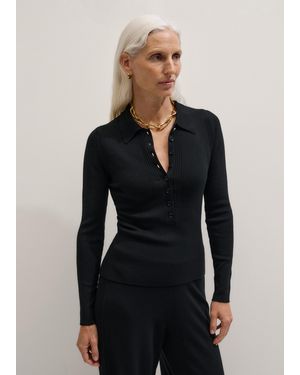 ME+EM Silk Knit Evening Shirt - Black