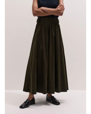 ME+EM Micro Cord Maxi Skirt + Belt Rich - Green