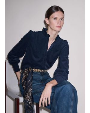 ME+EM Super Soft Micro Cord Blouse - Blue