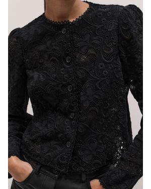 ME+EM Delicate Lace Jacket Blouse - Black
