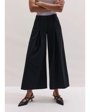 ME+EM Ultimate Wide Pinstripe Culotte - Black