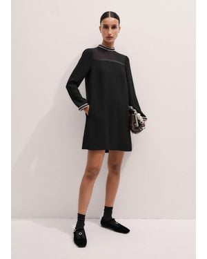 ME+EM Contrast Lace Detail Short Shift Dress - Black