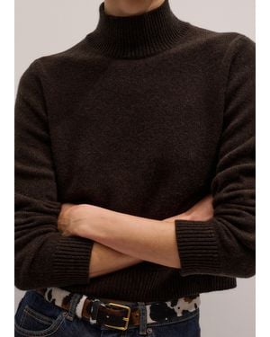 ME+EM Cashmere High Neck Crop Jumper - Black