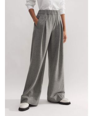 ME+EM Wool-Blend Herringbone Wide-Leg Pant - Grey