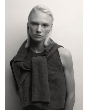 ME+EM Cashmere Rib Sweater Vest - Gray