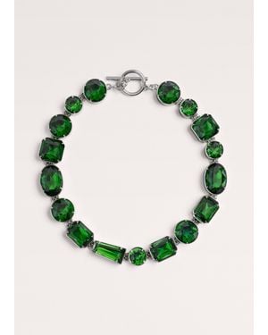 ME+EM Bold Diamante Short Necklace Emerald - Green
