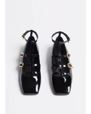 ME+EM Caged T-Bar Ballerina Flat - Black