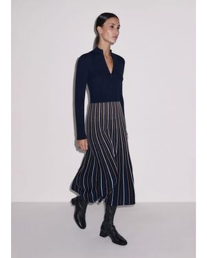 ME+EM Merino Stripe Knit Maxi Dress - Blue