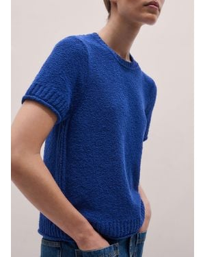 ME+EM Bouclé Straight Knit Tee - Blue