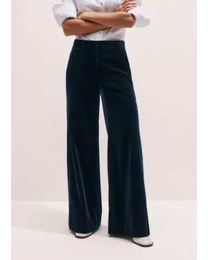 ME+EM Pinstripe Wide Leg Pant - Blue