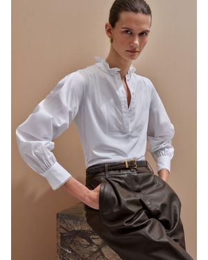 ME+EM Frill Neck Layering Blouse - Grey