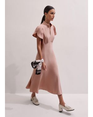 ME+EM Contrast Stitch Midi Dress - Pink