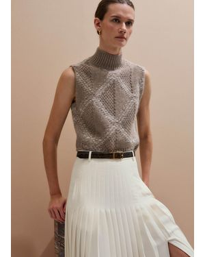 ME+EM Statement Textured Argyle Vest - Natural