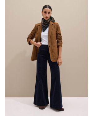 ME+EM Short-Length Velvet Cord Travel Palazzo Pant - Blue
