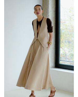ME+EM Cotton A Line Maxi Skirt + Belt - Multicolor